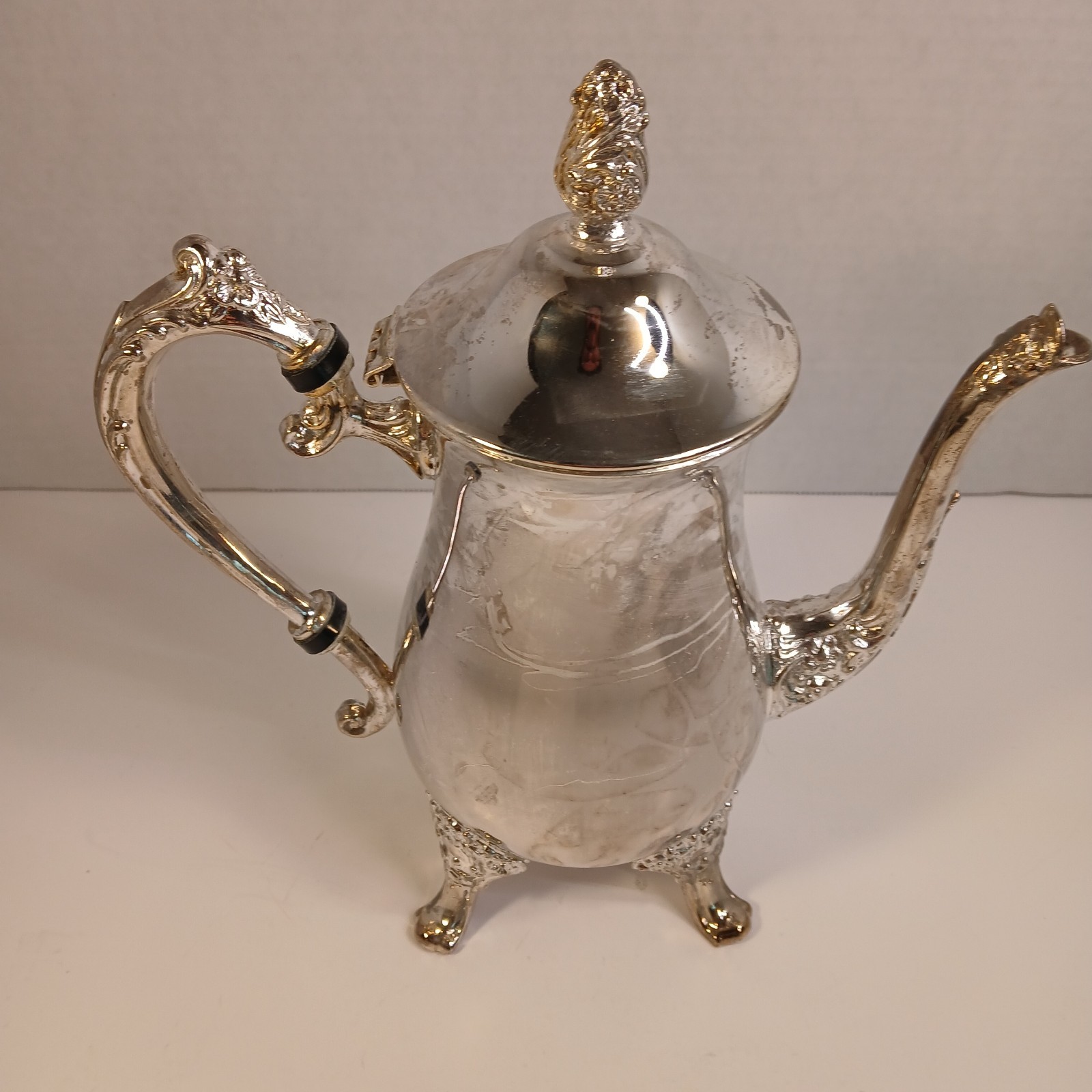 Vintage Peerless Silverplate Tea Coffee Set with Ornate Tray 1960s