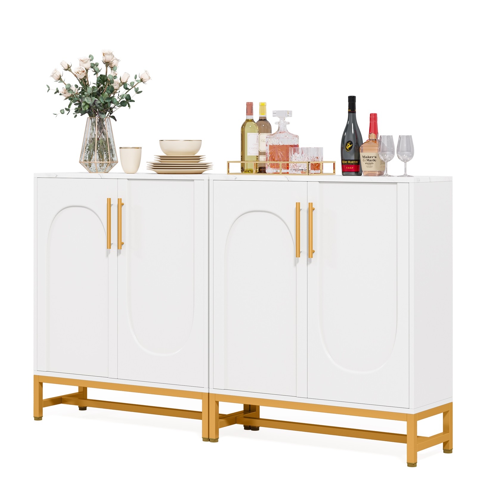 Tribesigns Modern Sideboards, Buffet Cabinet with 4 Doors and Adjustable Shelves