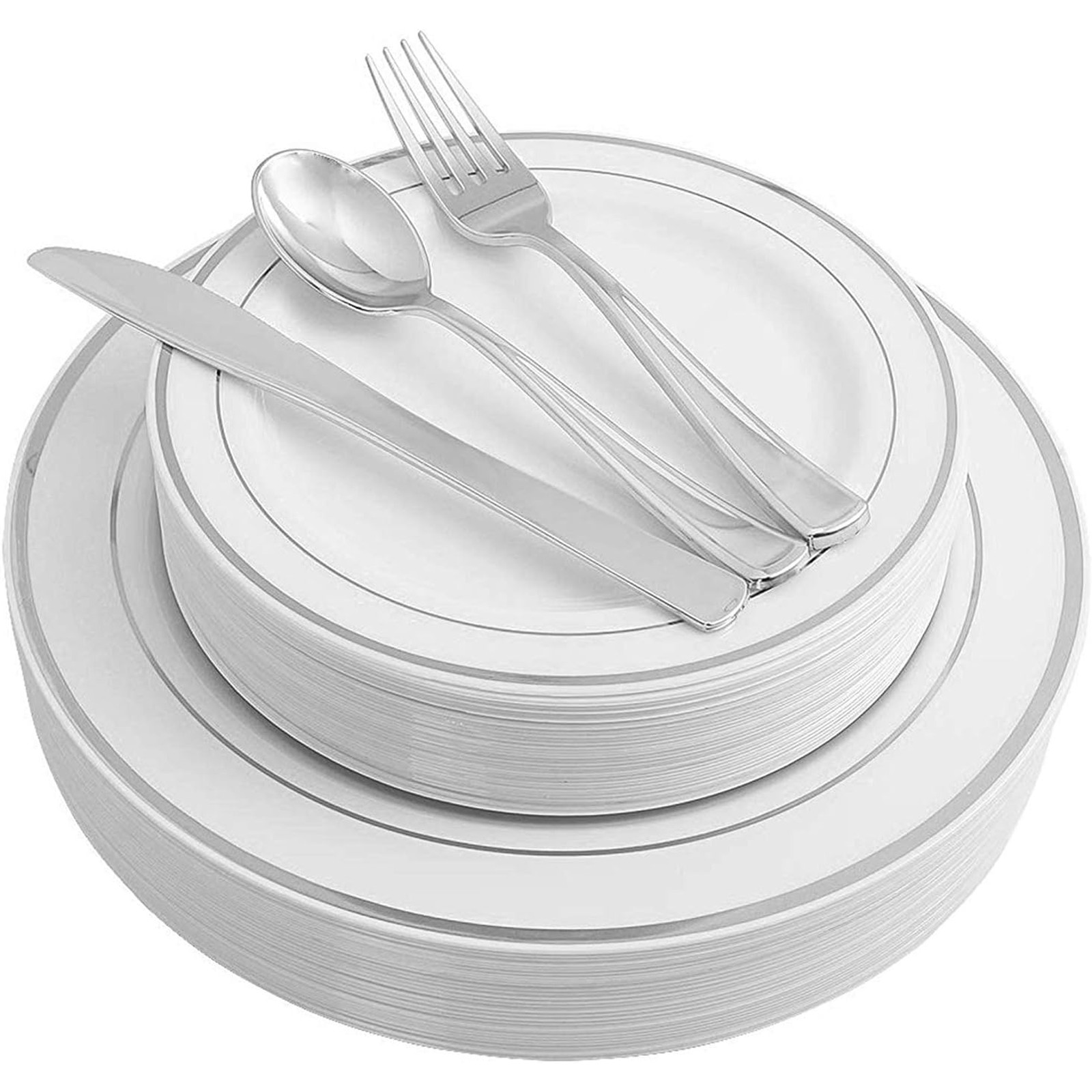 500-Pieces Disposable Party Dinnerware Set, Plastic Silverware for All Occasions