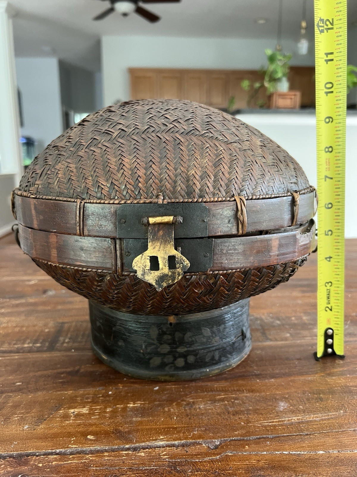 Antique Chinese Wedding Ceremonial Bamboo Woven Hat Box – Circa 1870