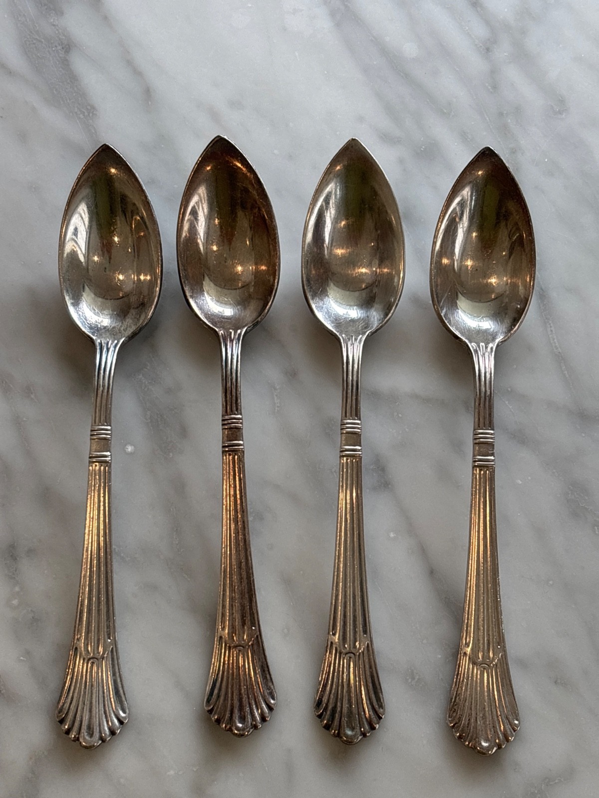 Gorham electroplate 1904 Churchill rare lot of 4 pointed fruit spoon Antique