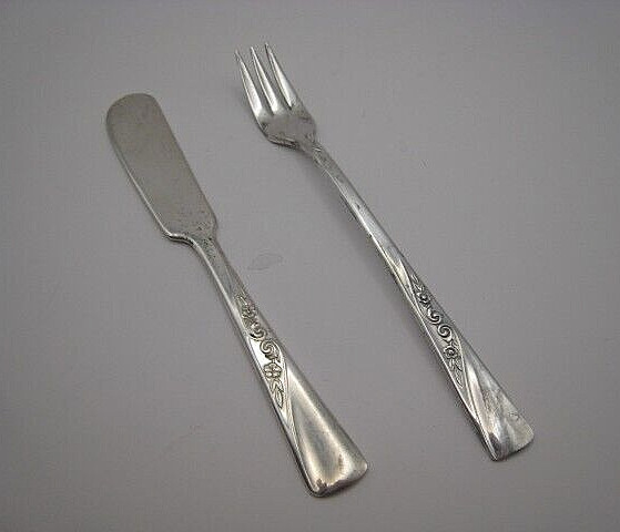 Cocktail Fork & Butter Knife REVELATION International Silver Vtg 1953