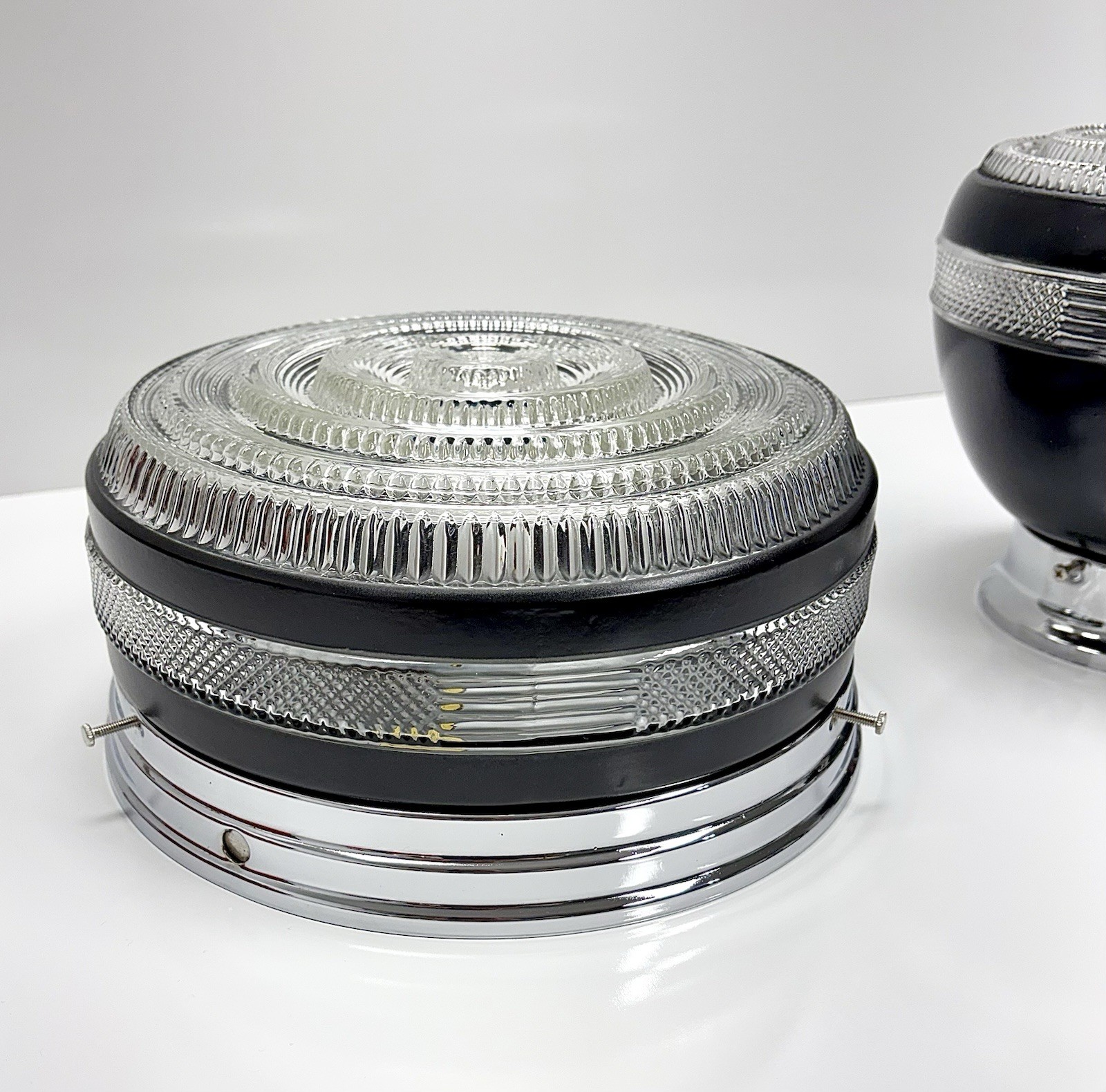 Antique 1930s 40s Art Deco Machine Age Theater Black Directional Ceiling Lights