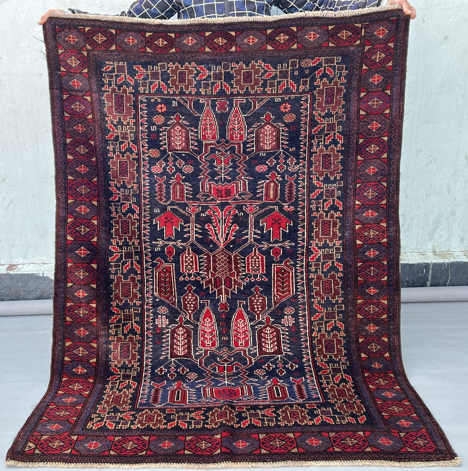 125 X 175 cm COLLECTORS’ ITEM Antique Gorgeous Afghan Belouch Nomad Jan Bagi Rug