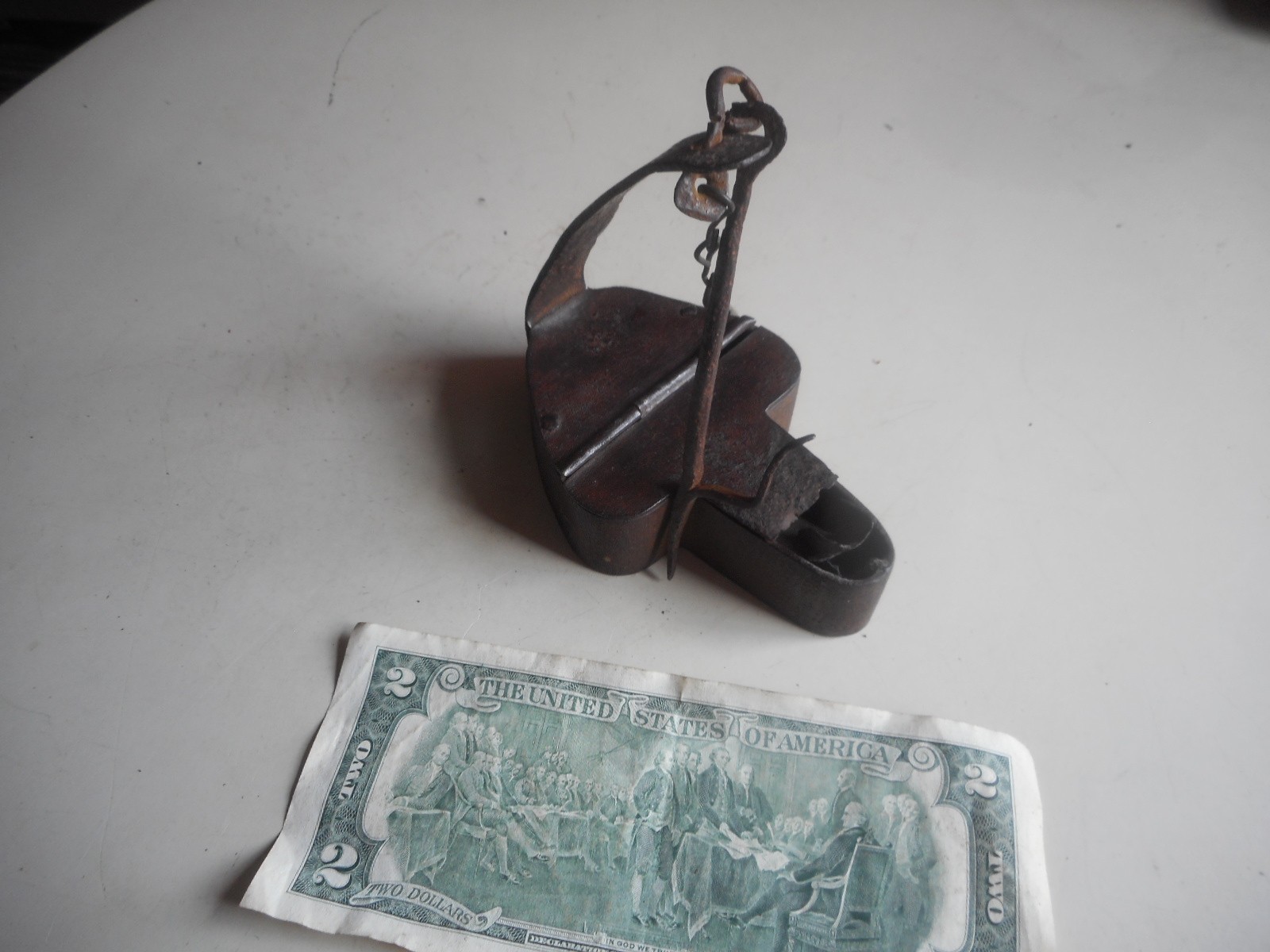 19th Century hand forged Iron Betty Lamp