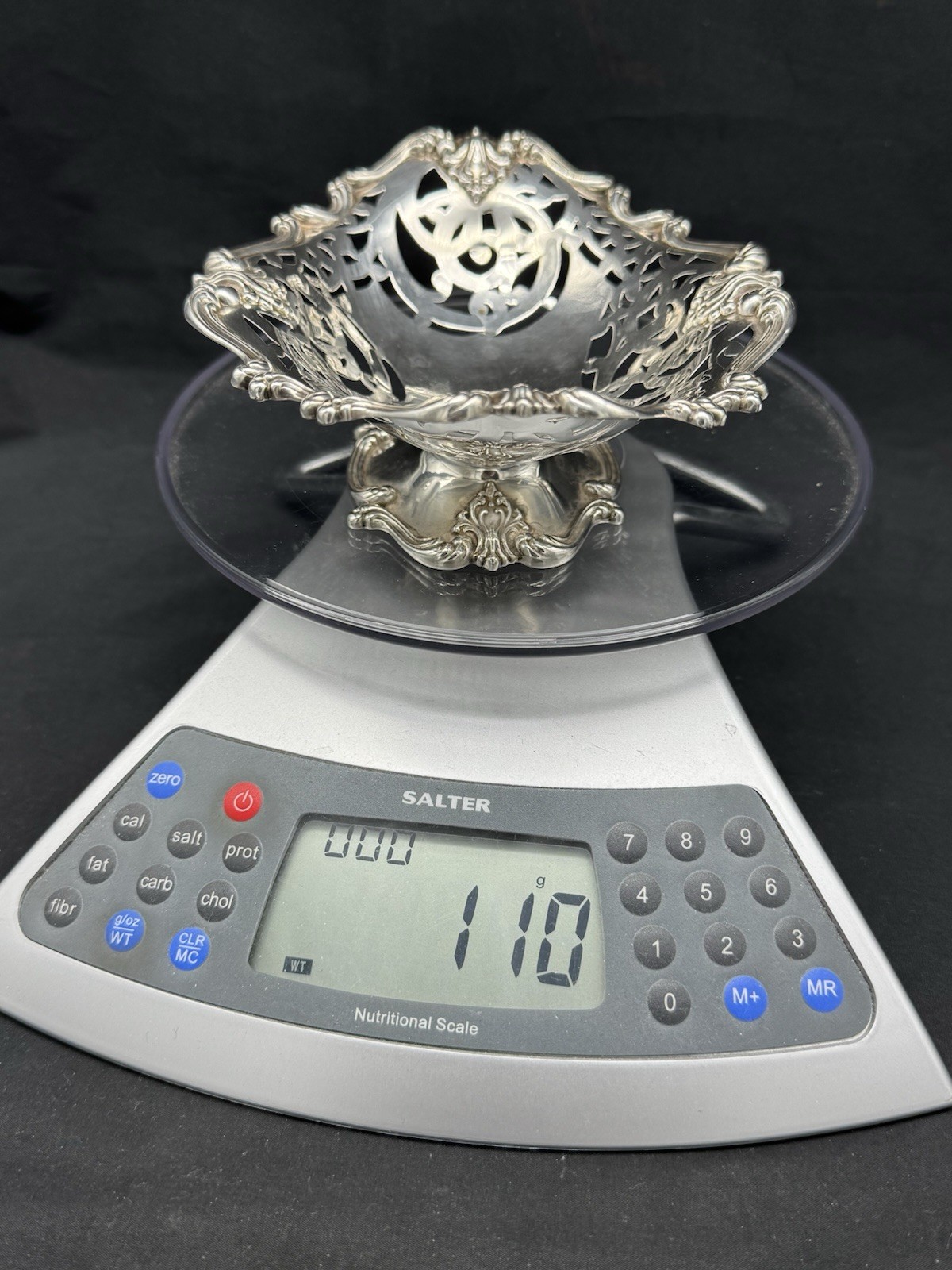 Antique Frank M. Whiting Sterling Silver Pierced Footed Bowl, 110 grams
