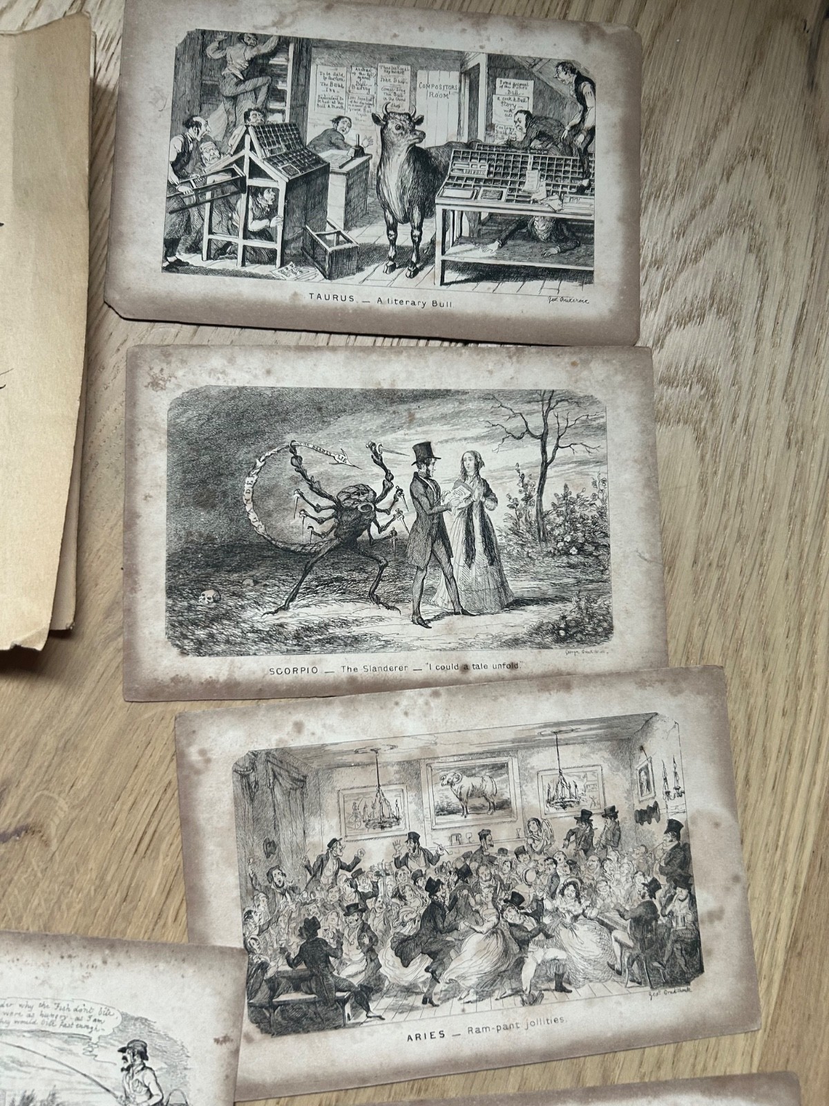 Original Victorian Cards by George Cruikshank The Twelve Signs of the Zodiac