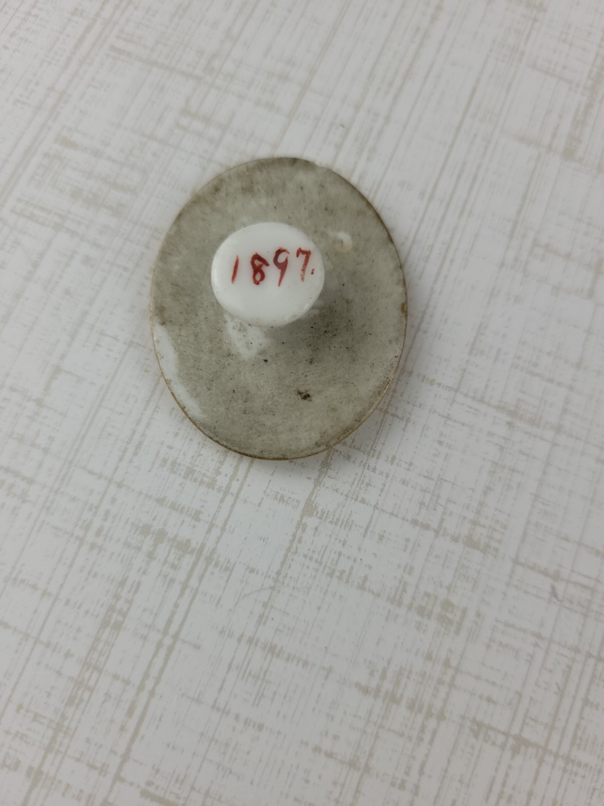 Victorian Hand Painted Porcelain Stud Button READ Has Tiny Chip Needs Cleaning