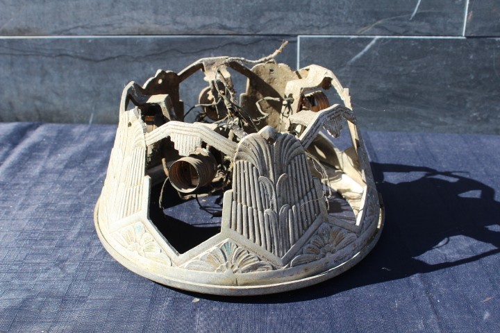 Antique Art Deco Slip Shade Light Fixture Chandelier Frame Project Restoration