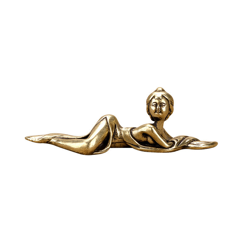 Copper Ancient Maid Ornaments Pen Holder Office Desktop Decoration Creative Gift