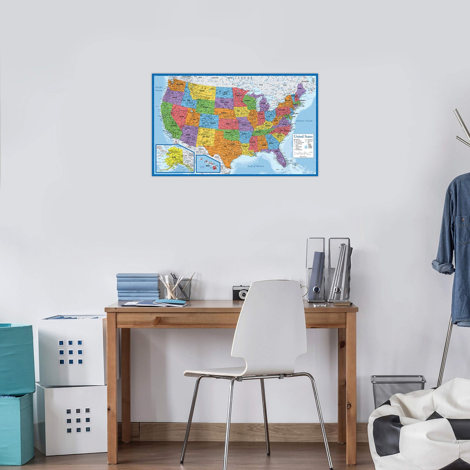 Laminated World Map & US Map Poster Set – 18″ x 29″ Wall Chart Maps of the World