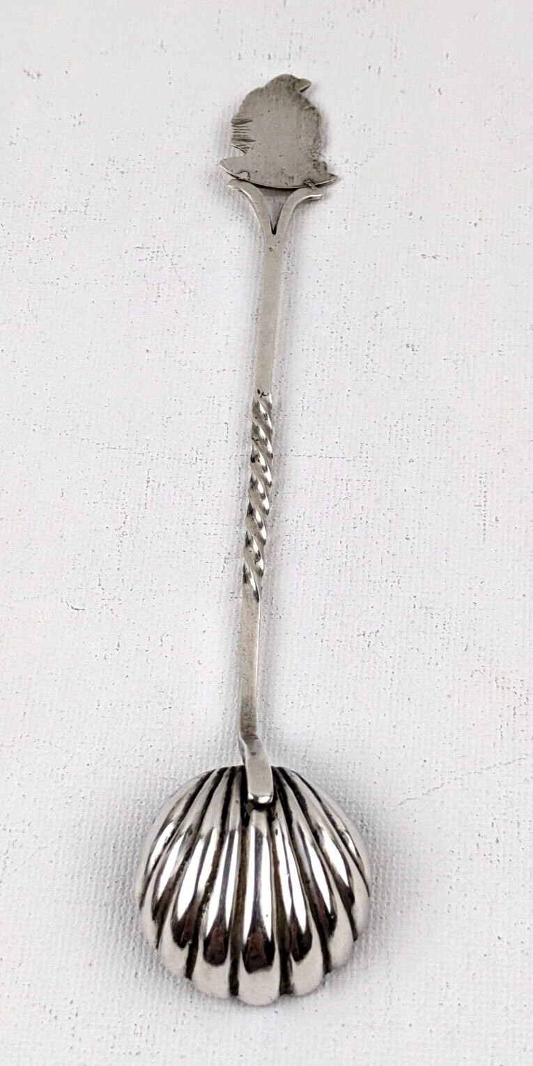 Native American Sterling Silver Ladle Figural Indian w Ribbed Bowl 6.25″ Long