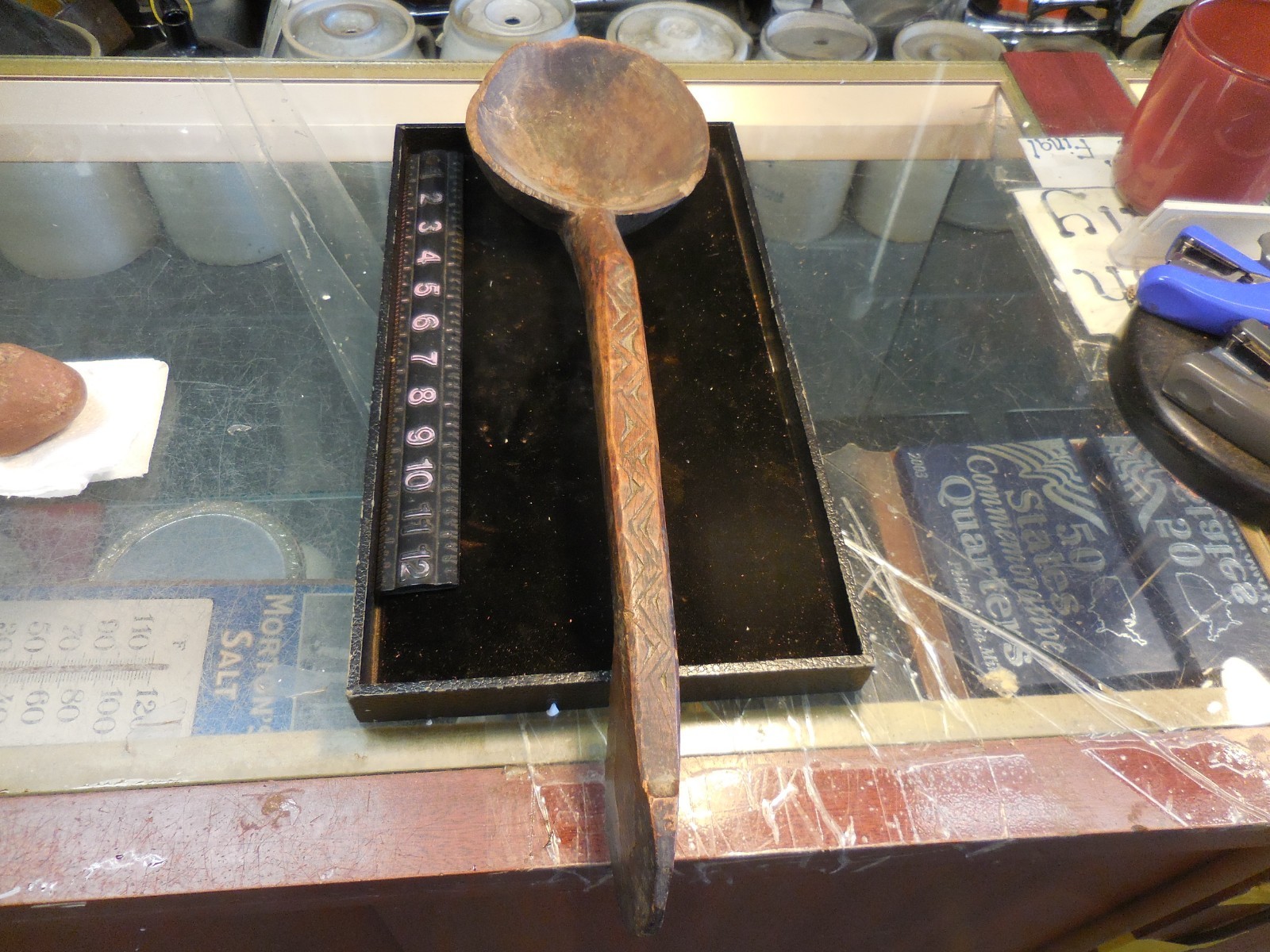 GOOD LARGE ANTIQUE SOUTH AFRICAN ZULU TRIBAL ART WOODEN SPOON LADLE #sp/ep/je
