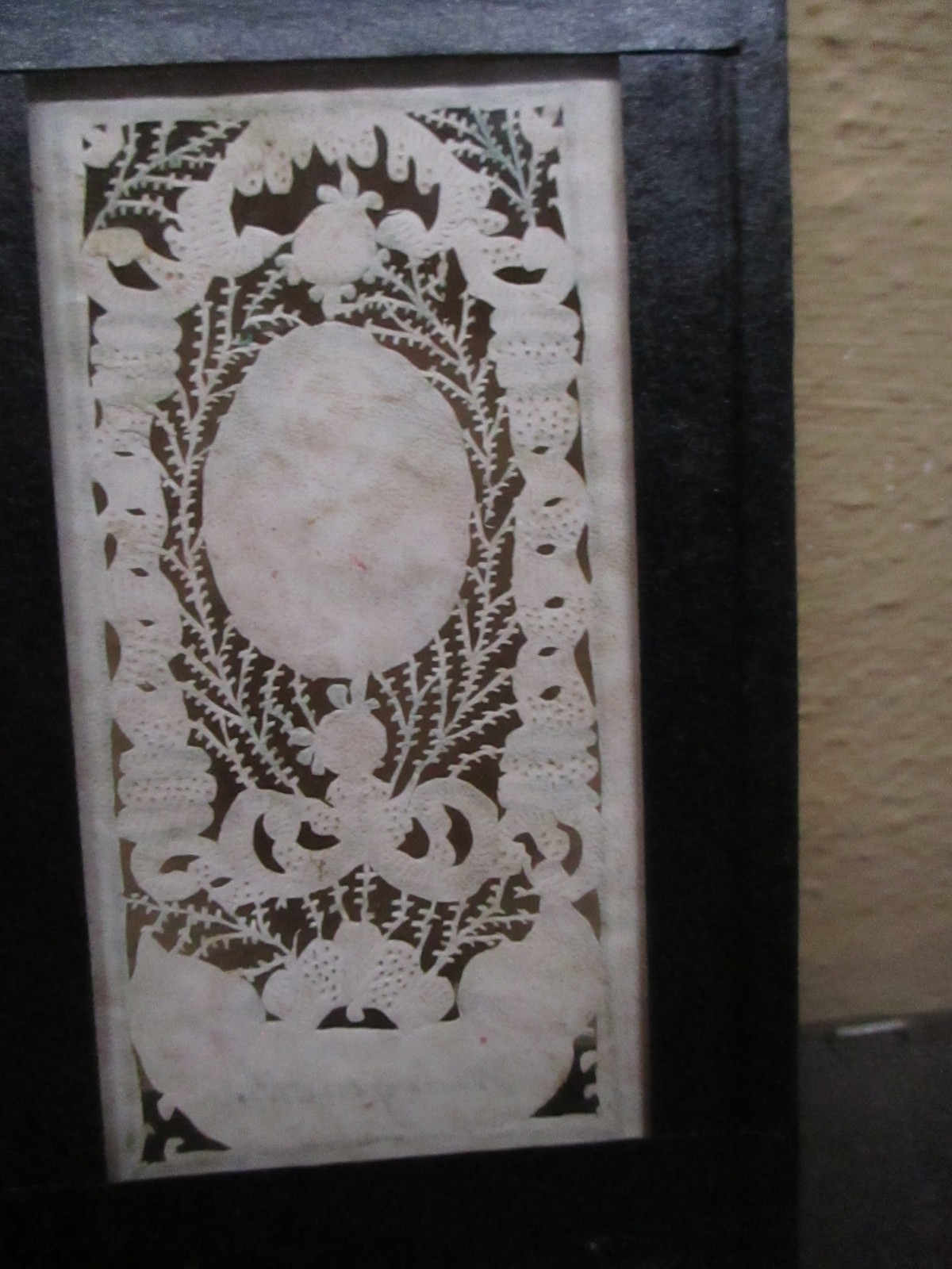 Antique Scherenschnitte 18thc Hand Cut & Painted Margarettia 5 3/4″ x 4 1/4″