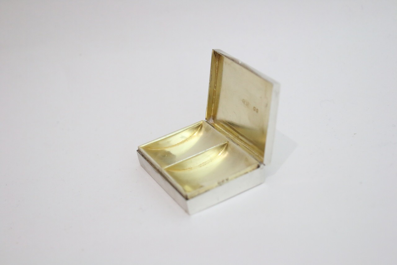 Antique Sterling solid silver double stamp box 43.5g 1900 Cohen & Charles