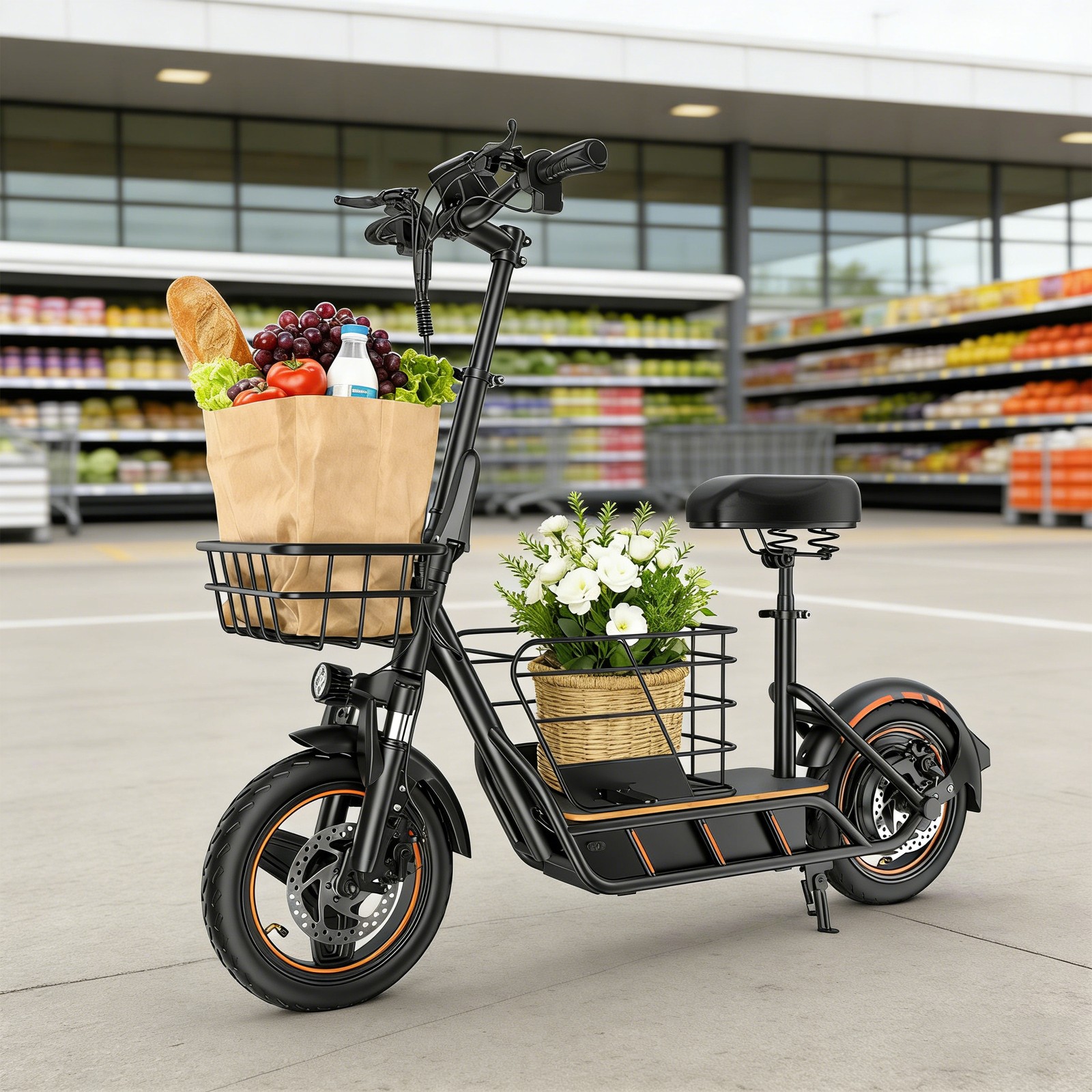 H14 (600W, 36V, 10Ah) Single-Motor, Two-Wheel Electric Grocery Cart – Upgraded