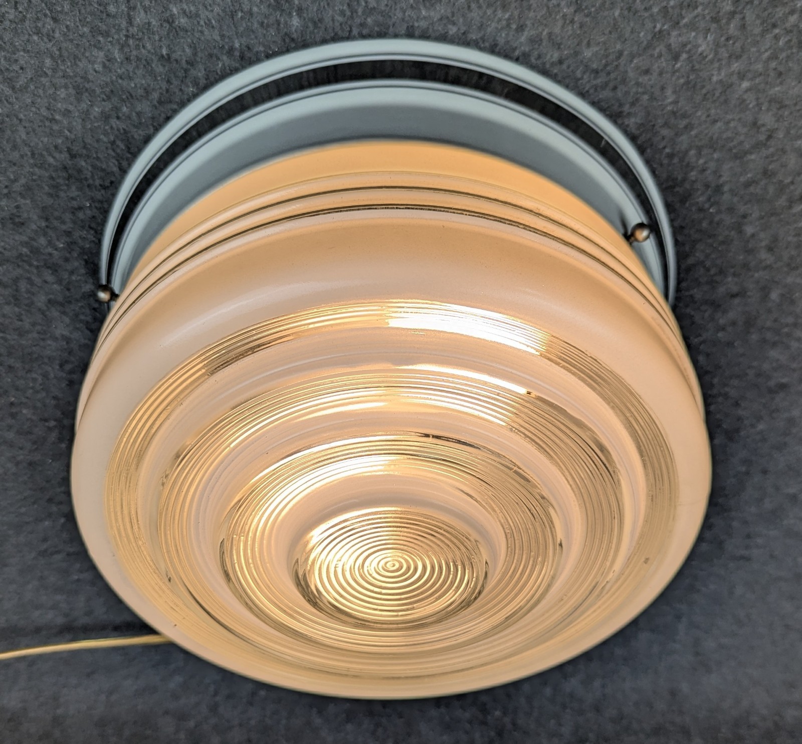 Restored Ox-eye Ceiling Light Fixture, 1930s to 1950s, Deco & MCM, Complete