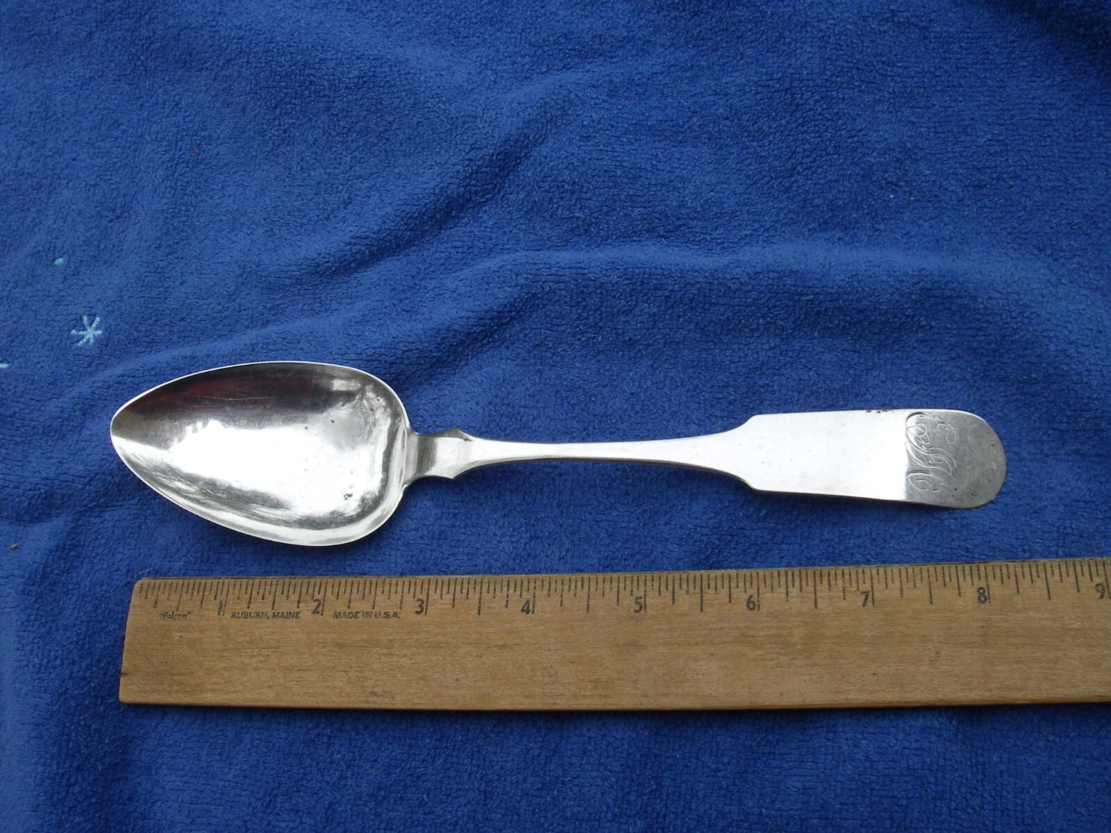 UNUSUAL MARK Fiddle Pattern Coin Silver TABLESPOON-(Leaf][C][Eagle]-NR!