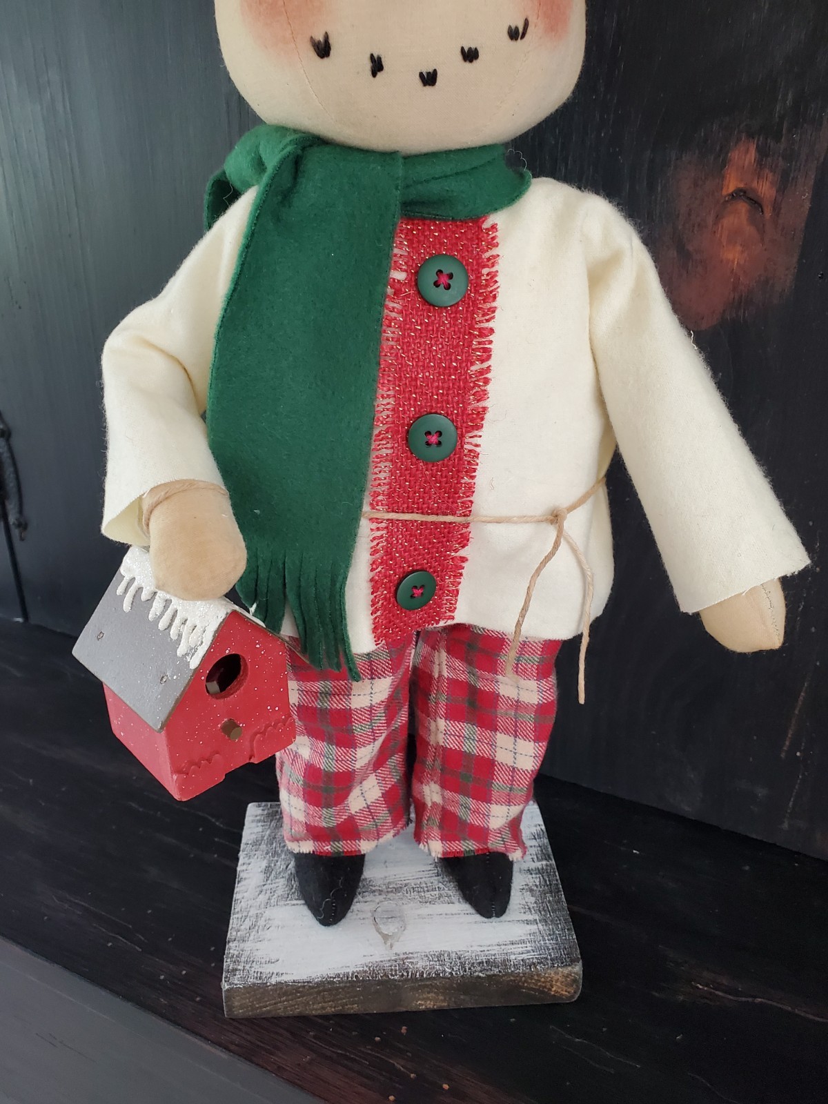 Primitive Christmas snowman doll, Christmas doll, Christmas snowman