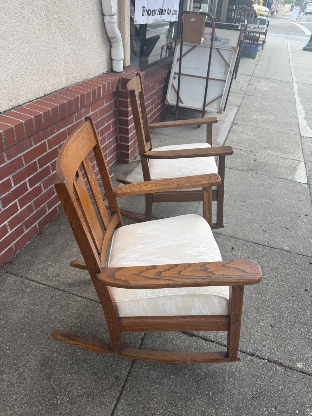 Arts & Crafts Rocker Matched Pair Circa 1910 Quarter Sawn Oak