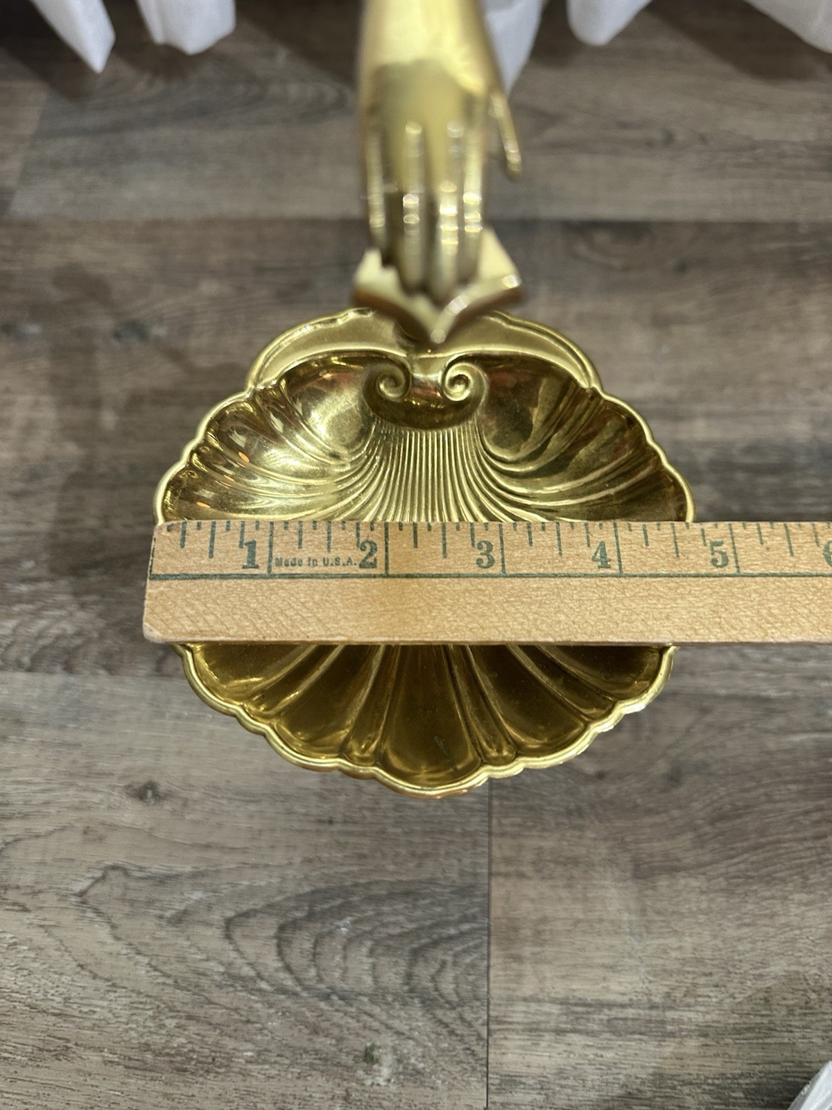 Seashell Brass Soap Dish Stand Hand Shaped Towel Clip Vintage Hollywood Regency