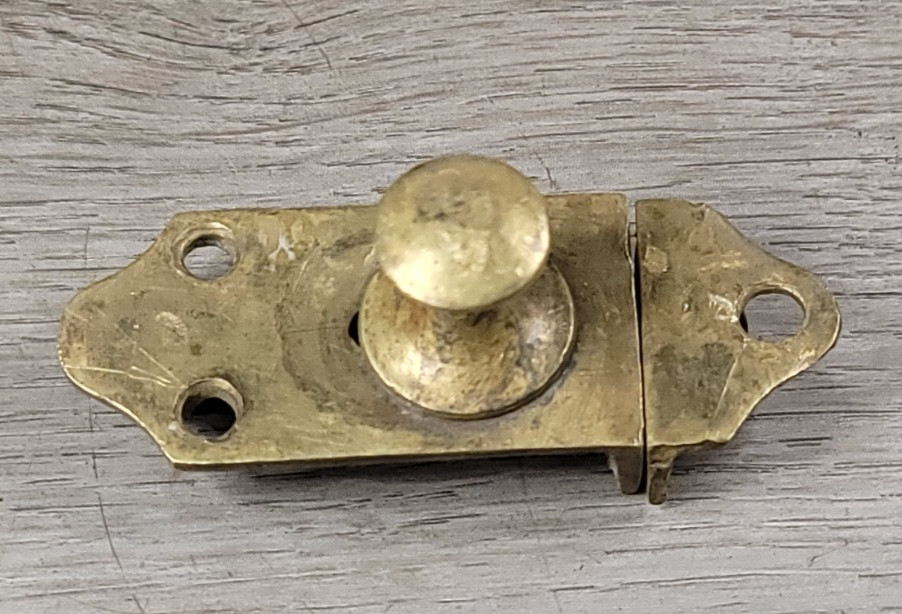 Antique Latch Cabinet Chimney Cupboard Brass Spring Loaded Catch With Keeper