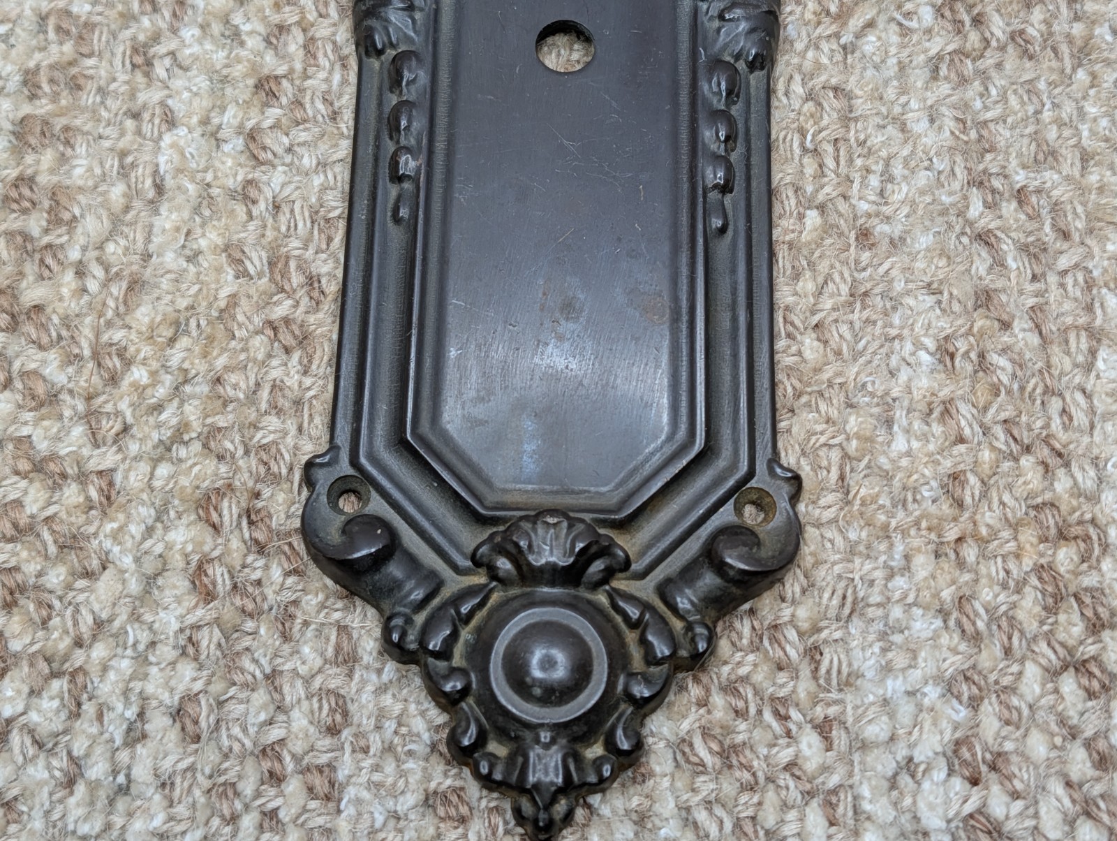 3″ x 11 3/16″ Antique Baldwin Cast Brass Door Knob Plate