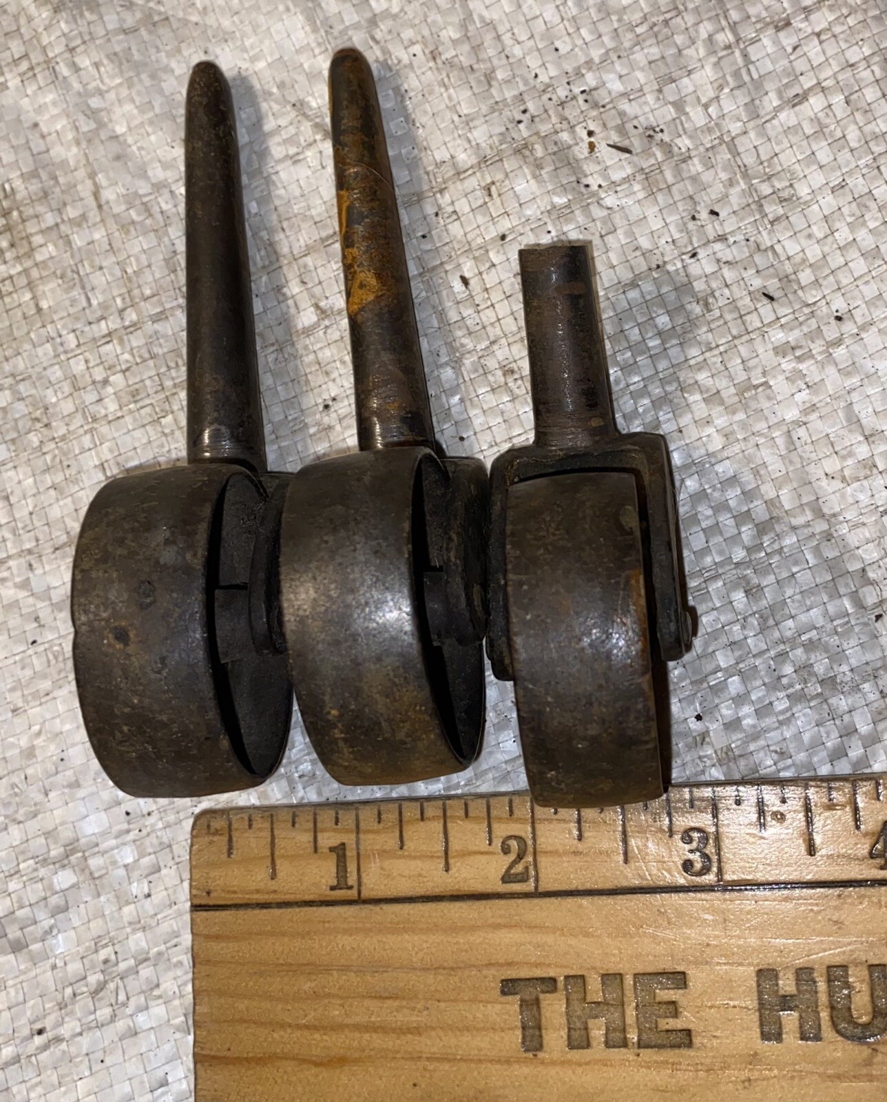 MIXED LOT OF 6 ANTIQUE WOOD & METAL FURNITURE CASTOR WHEELS AS IS/AS PICTURED