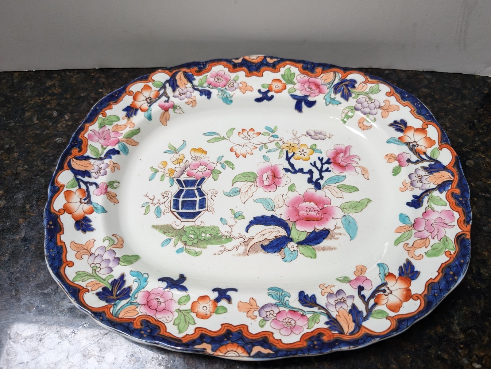 Antique Ridgways Stoke on Trent Staffordshire Simlay Pattern Platter 13×11″