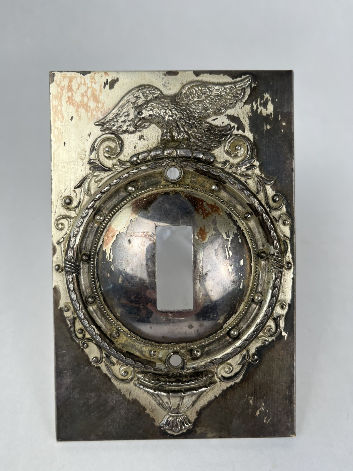 VINTAGE AMERICAN EAGLE SINGLE LIGHT SWITCH COVER EARLY ALUMINUM HARLEY DAVIDSON