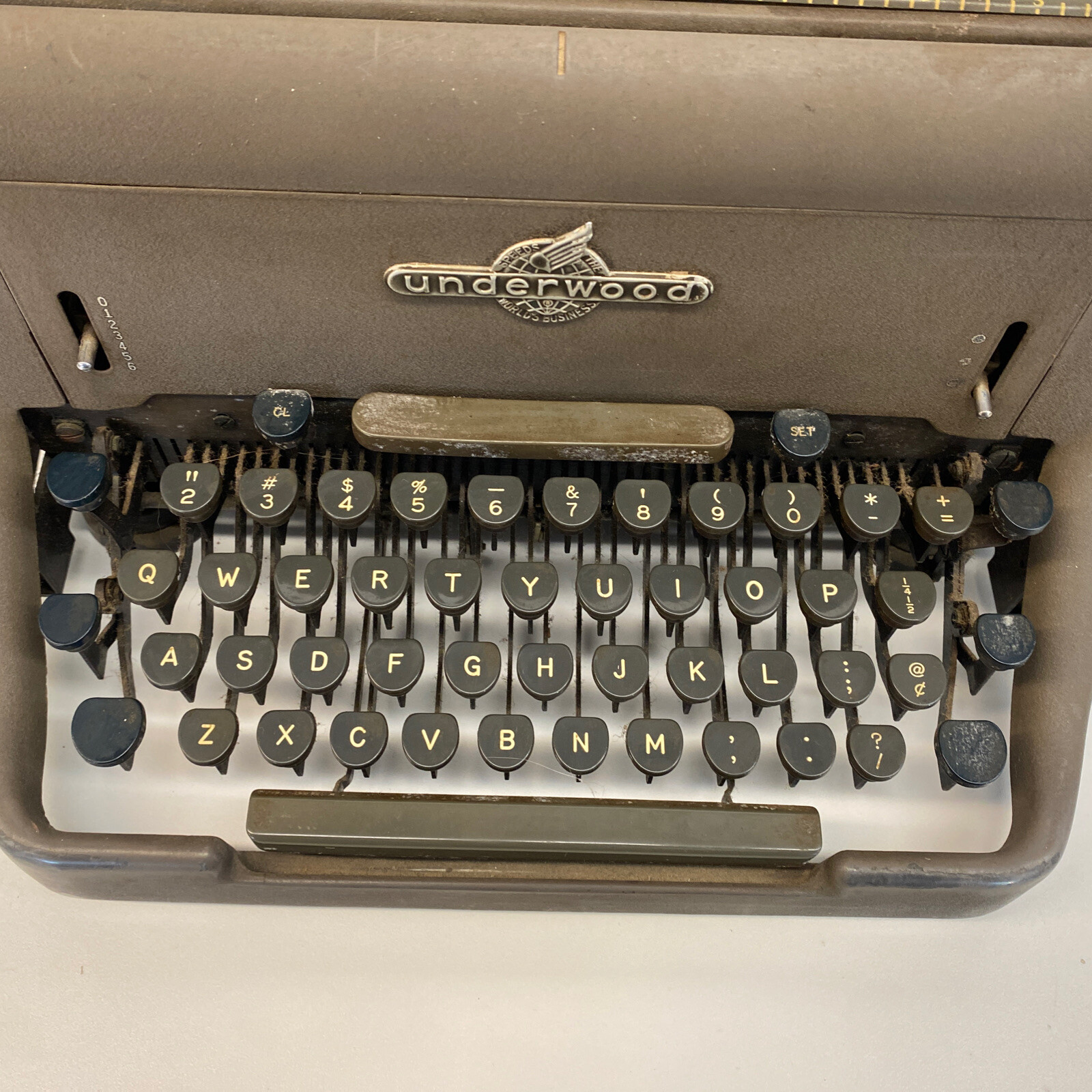 Antique Underwood Typewriter Cast Iron Army Green P29760
