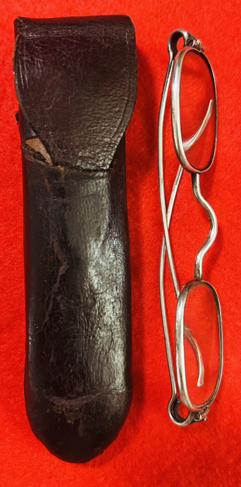 18th-19th Century Sterling Silver Spectacles W/ original Leather Case. TDL