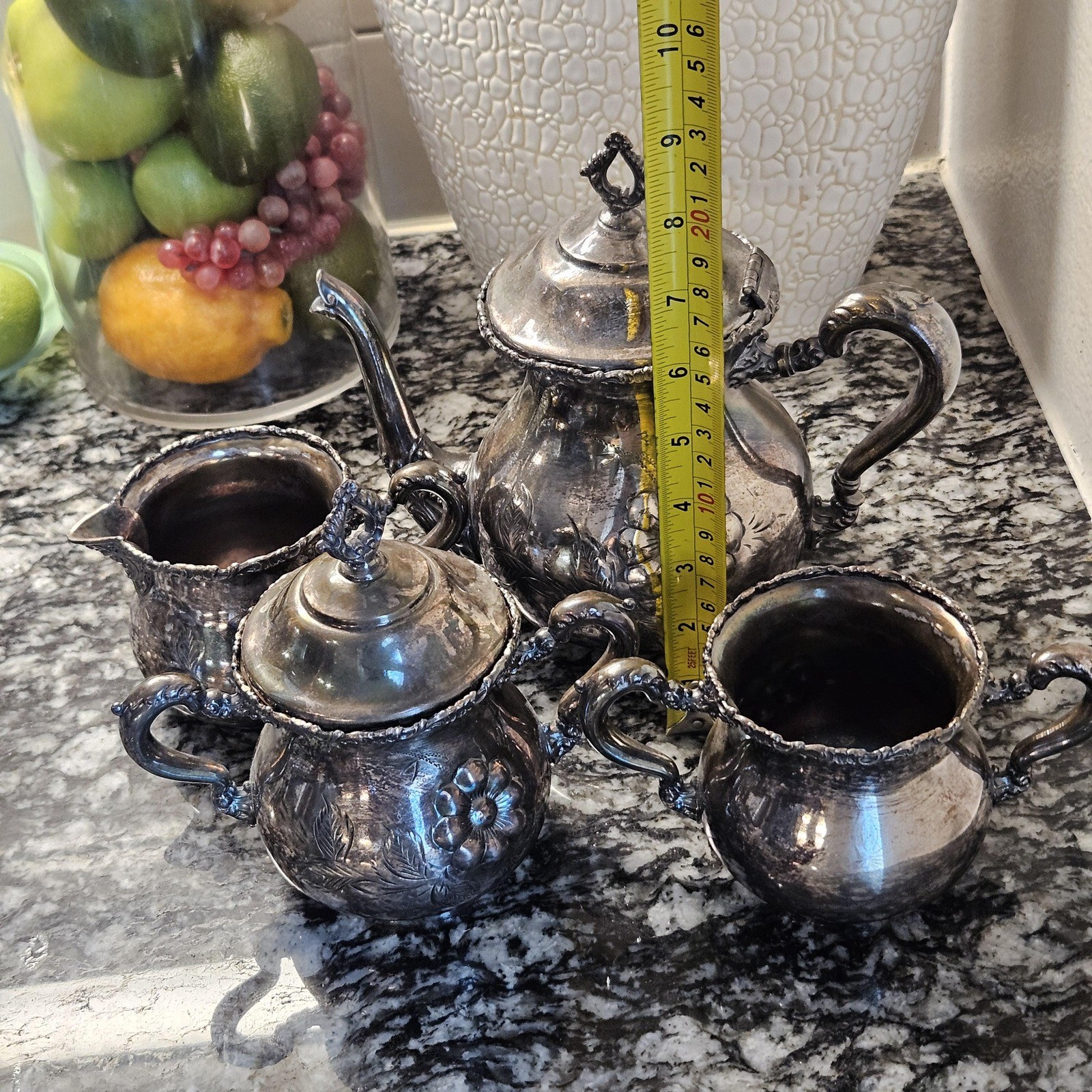 Monarch Silver co Quadruple High Grade Metal 594 Teaset 4pc Set