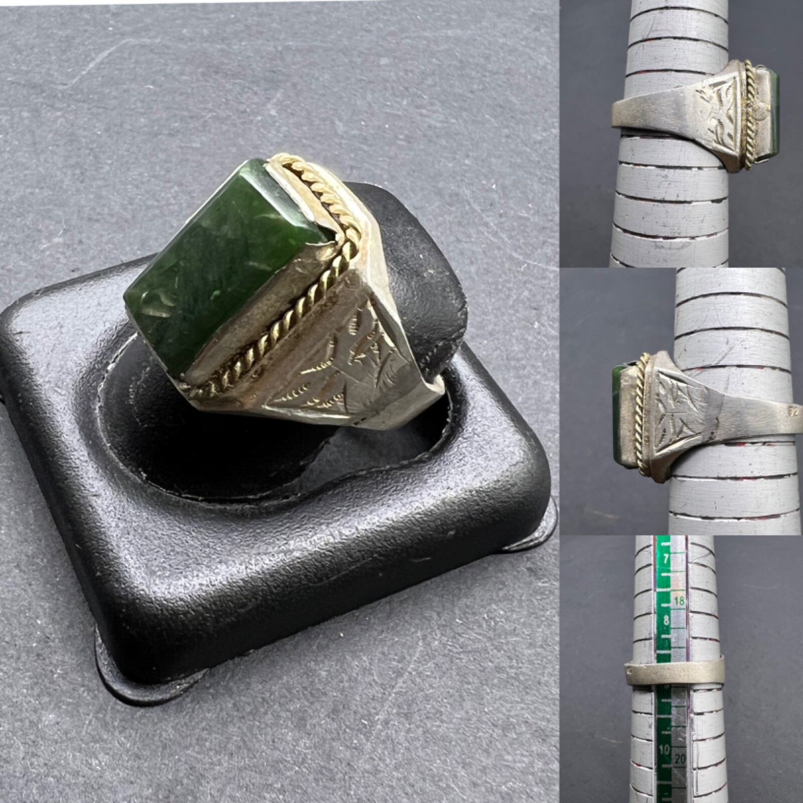 Old Afghanistan Kochi Jewelry Rare Beautiful Emerald Stone Sliver Ring