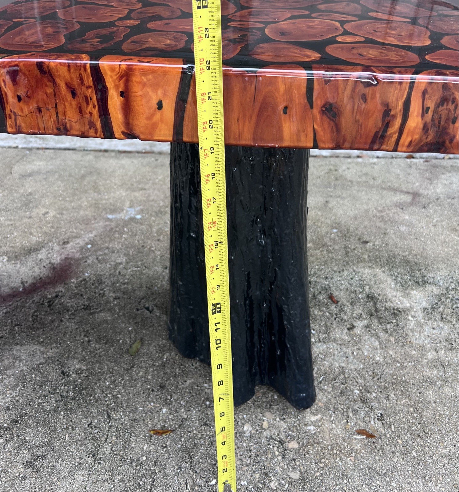 RARE 1960s Pair Handmade Red Cedar End Side Tables MCM Resin Epoxy Mid-Century