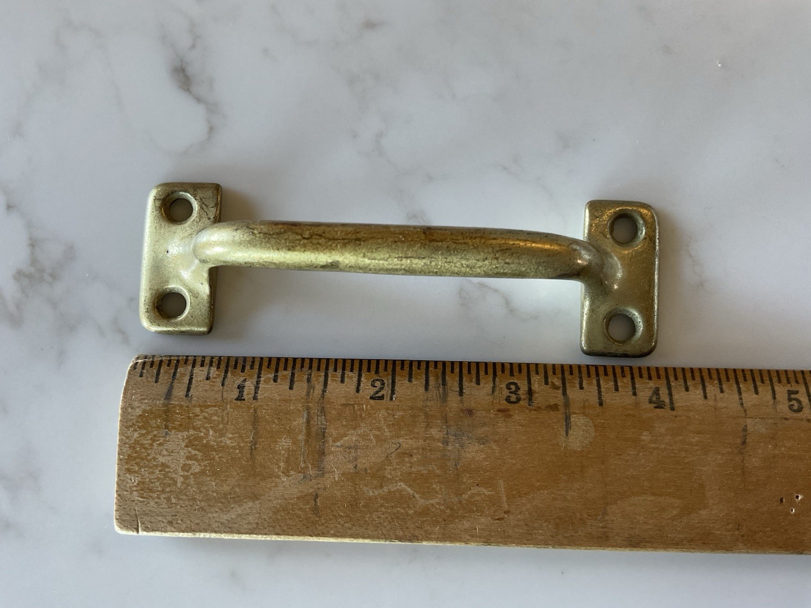 Vintage Brass Flat Arch Pull Drawer Cabinet Door 4 Inch Schoolhouse Reclaimed