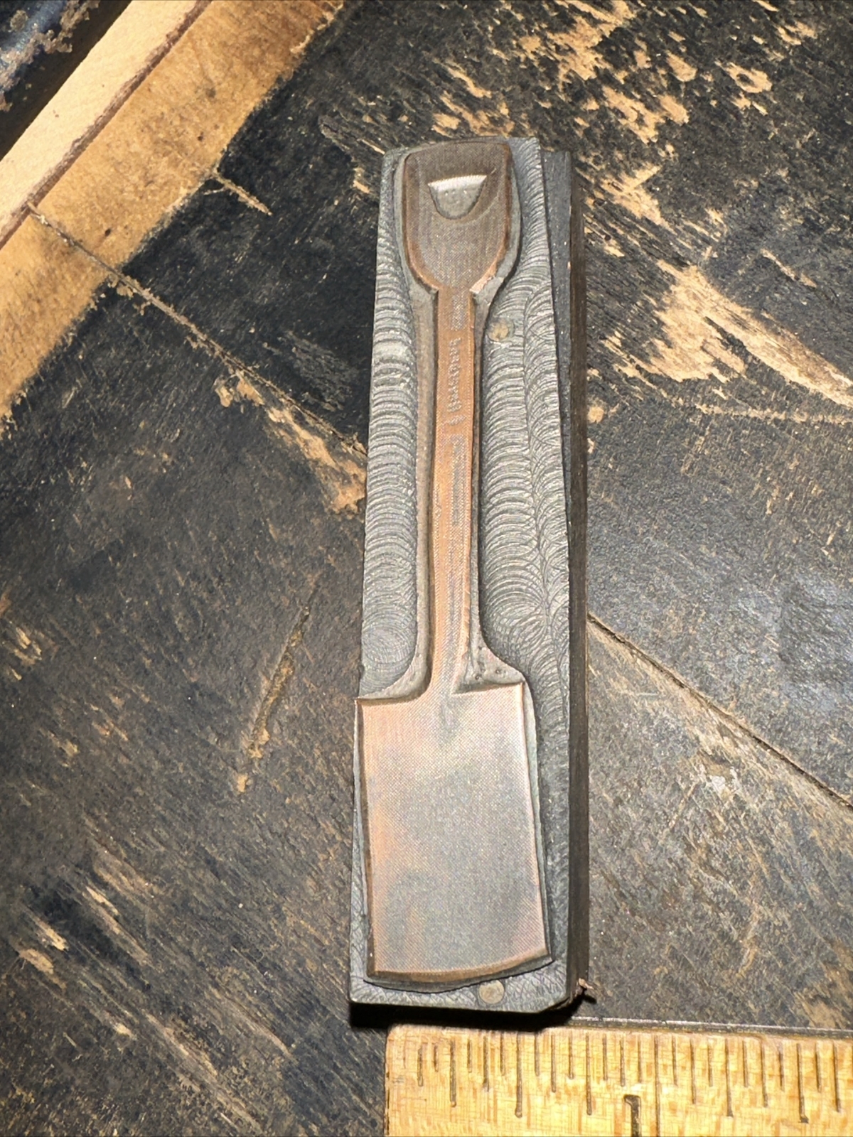 (Print Block) “ Never Bend Shovel “ Copper Face Print Block.