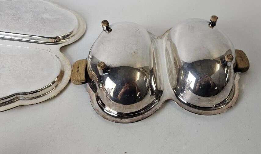 Silverplate Covered Double Vegetable Bowl Serving Dish