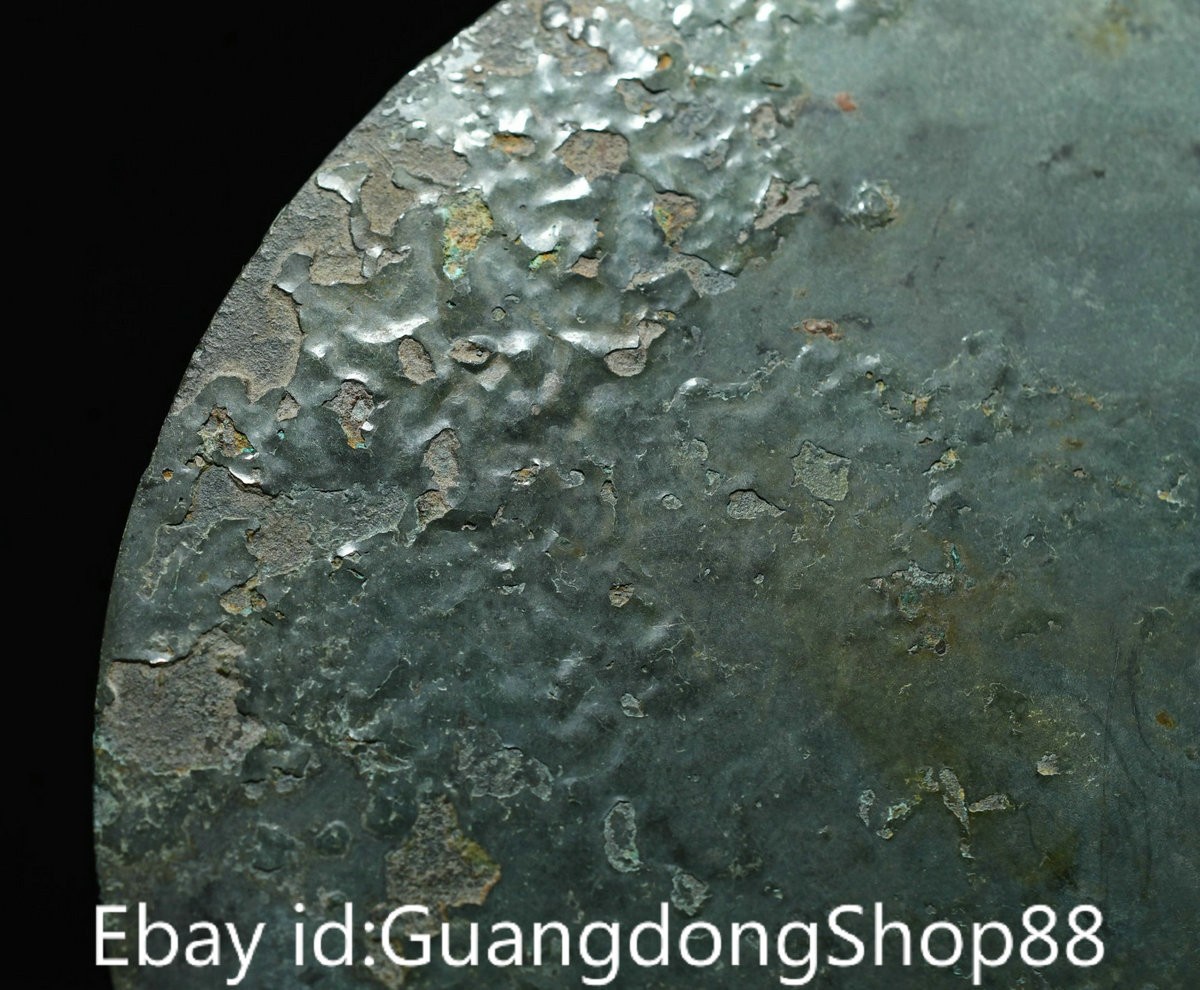 4″ Old Chinese Bronze Ware Dynasty Dragon Beast Rotundity Bronze Mirror