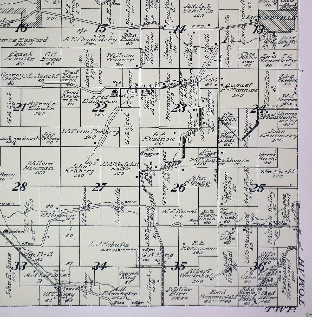 Old 1915 Plat Map ~ ADRIAN, JACKSONVILLE, Twp., MONROE Co., WISCONSIN (LG14x17)