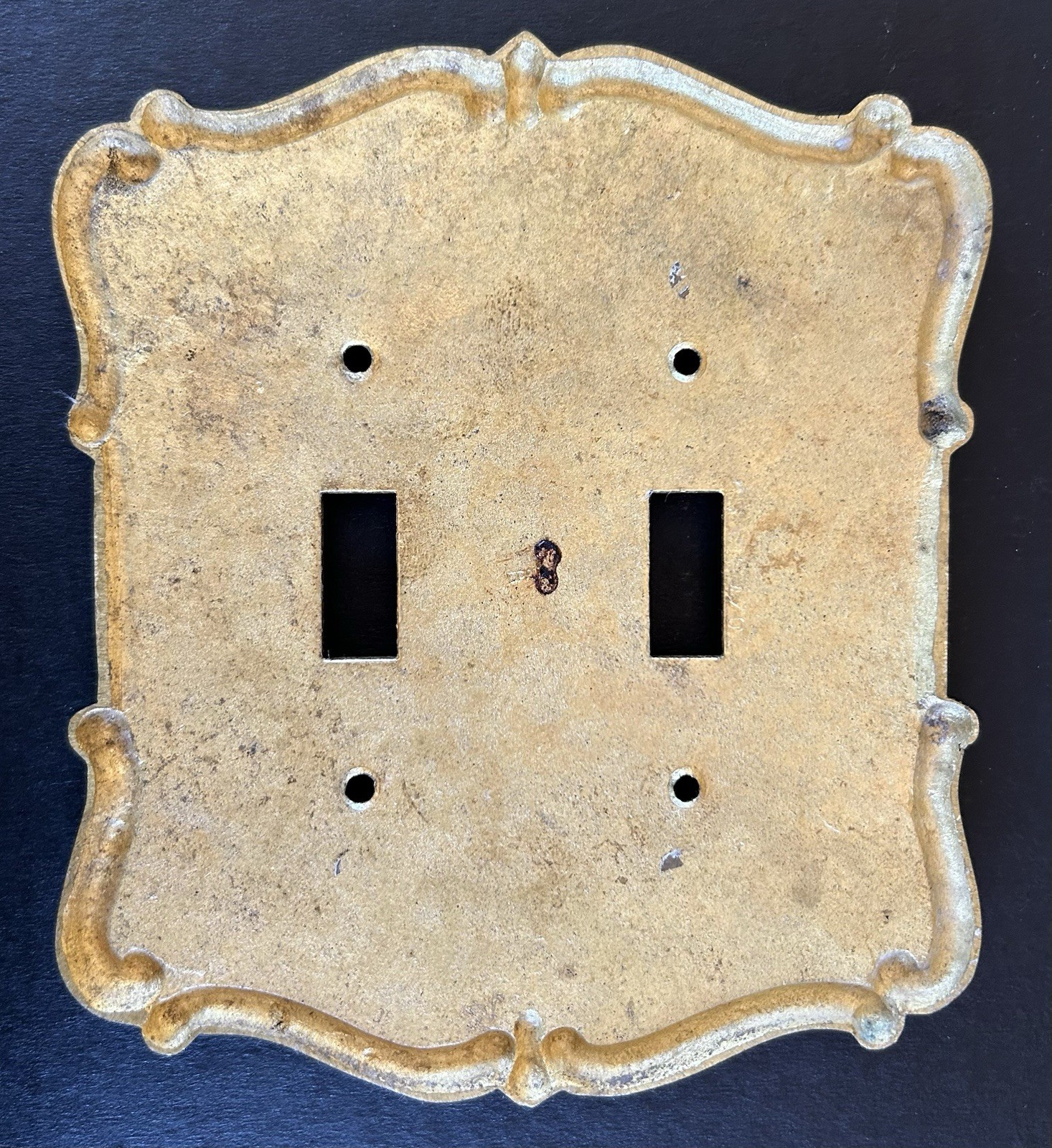 Vintage MCM Brass Double Light Switch Covers Plates Gold Tone Metal Lot Of 12