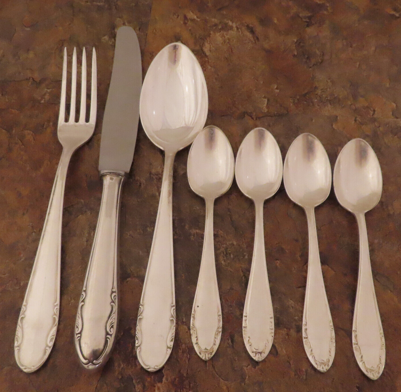 Homag Germany Set of 7 Spoons Fork Rostfrei Vintage Silverplate Flatware Lot