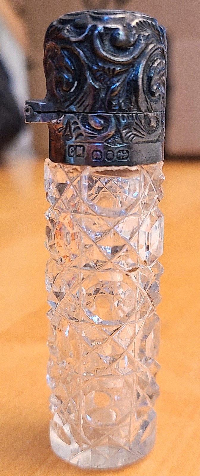 1800’s Victorian Charles May Sterling Silver Crystal Scent Perfume Flask England