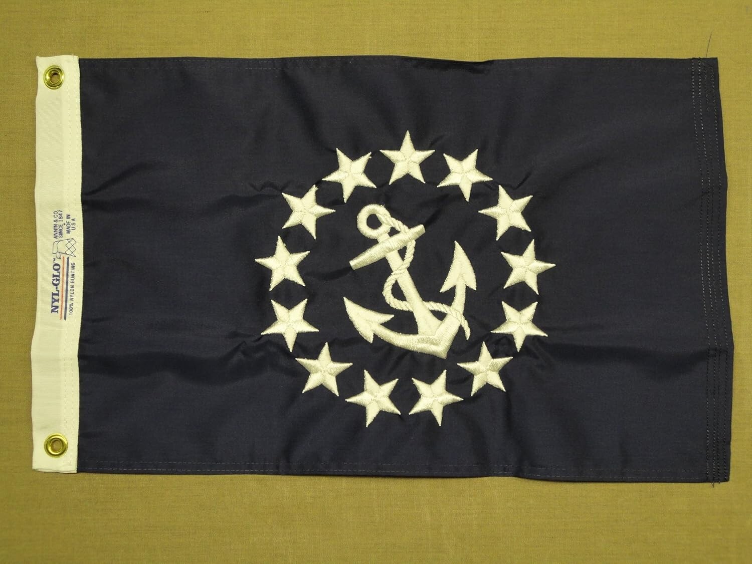 Annin Commodore Seaworthy Nautical Embroidered Flag 12″x18″ NYL-GLO Made in USA