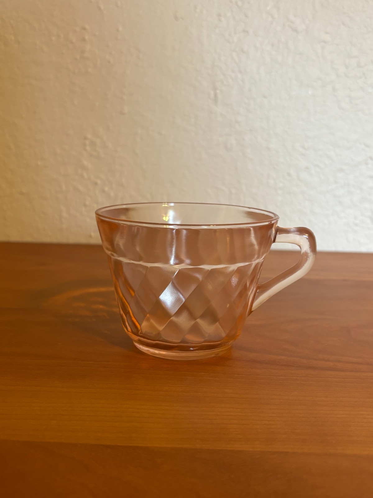 Hazel Atlas Diamond Optic Pink Depression Glass Cup