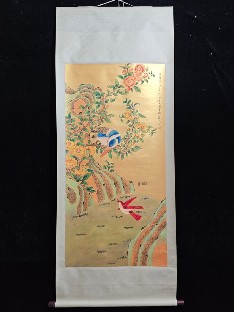 79in Limited Chinese Old Hand Painting Scroll Flower & Bird By Tian Shiguang 田世光