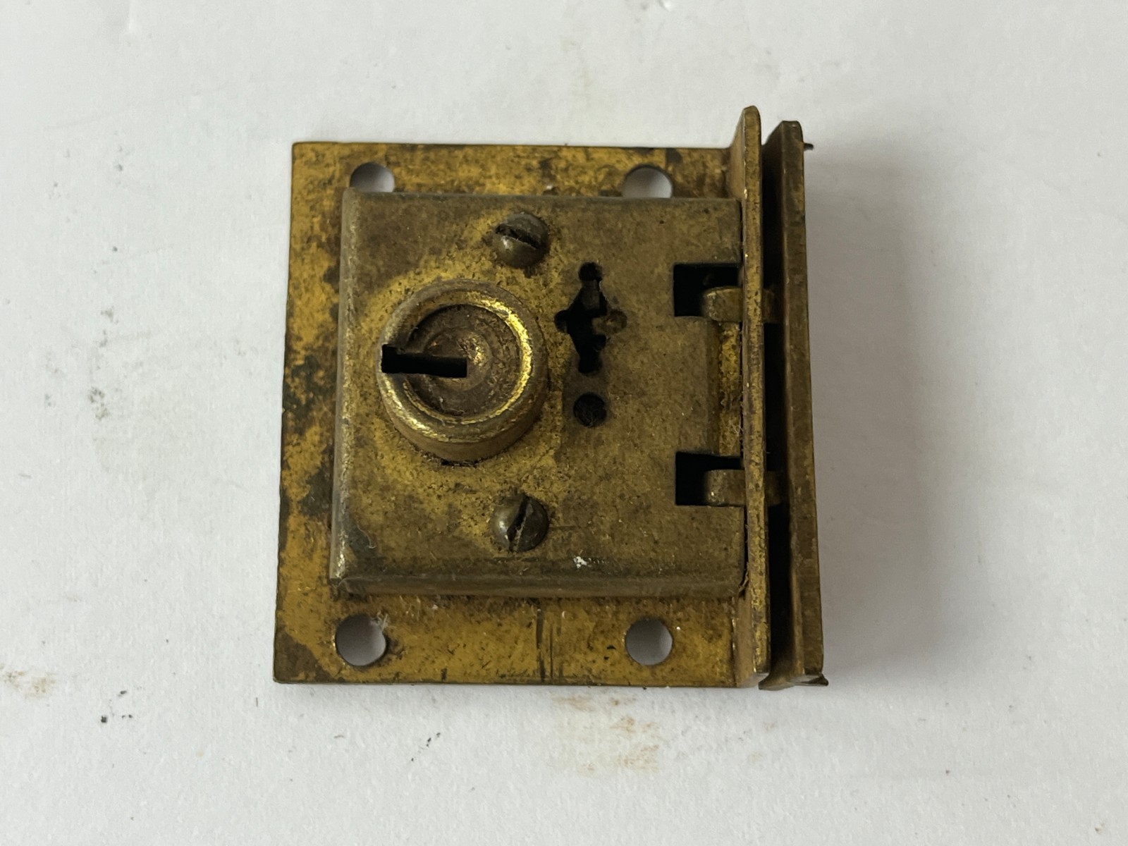 Vtg Cabinet Drawer Lock Dresser Latch Hardware 1 1/2x 1 1/2 ” Yale Mortise