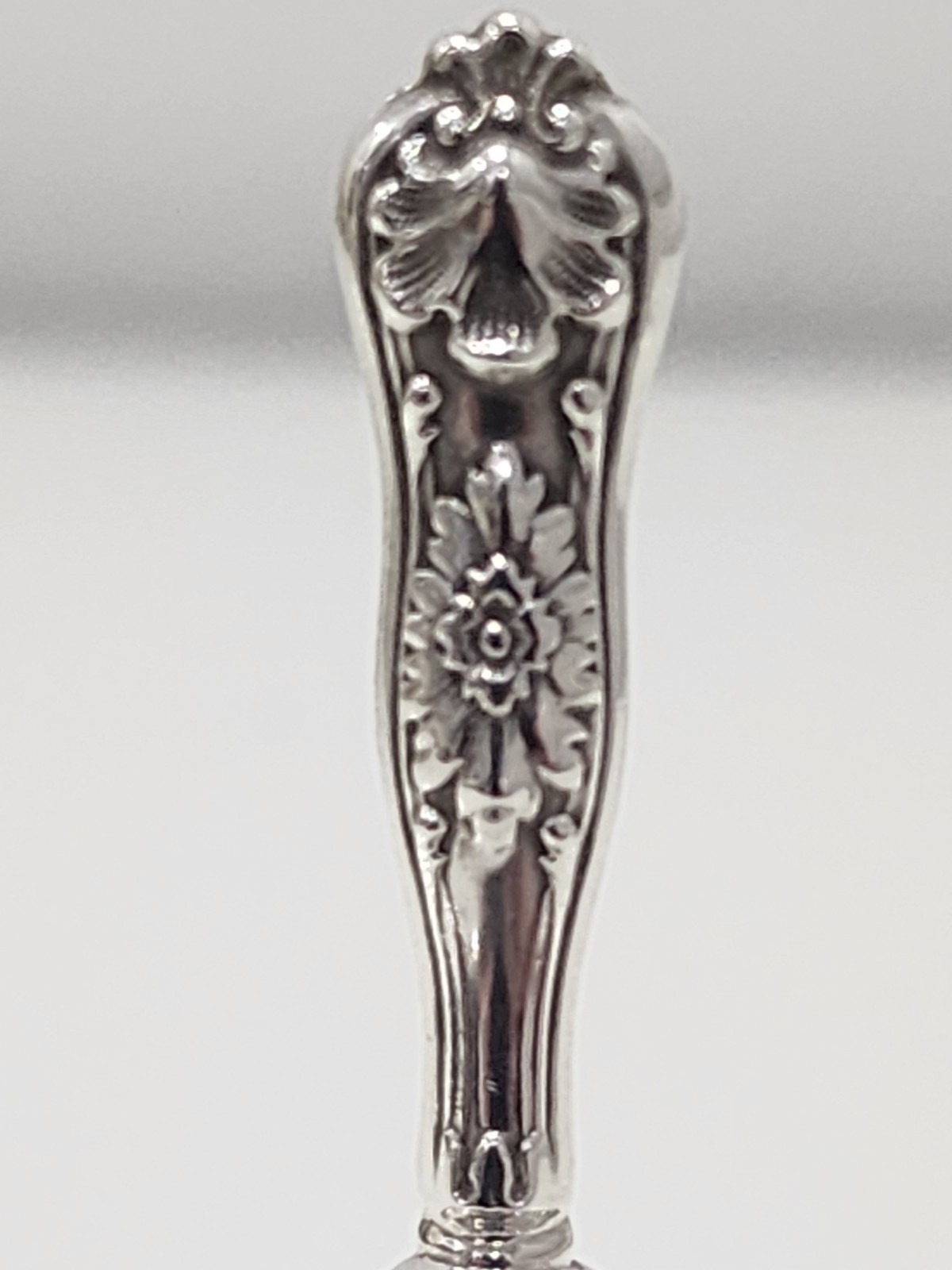 Antique Sterling Silver Table Bell Rococo Floral Handle German #230