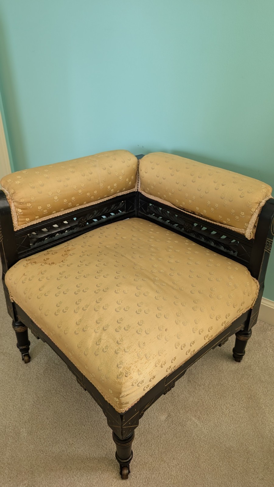 Antique Victorian Corner Chair Eastlake Style Modern Gothic Style Chair