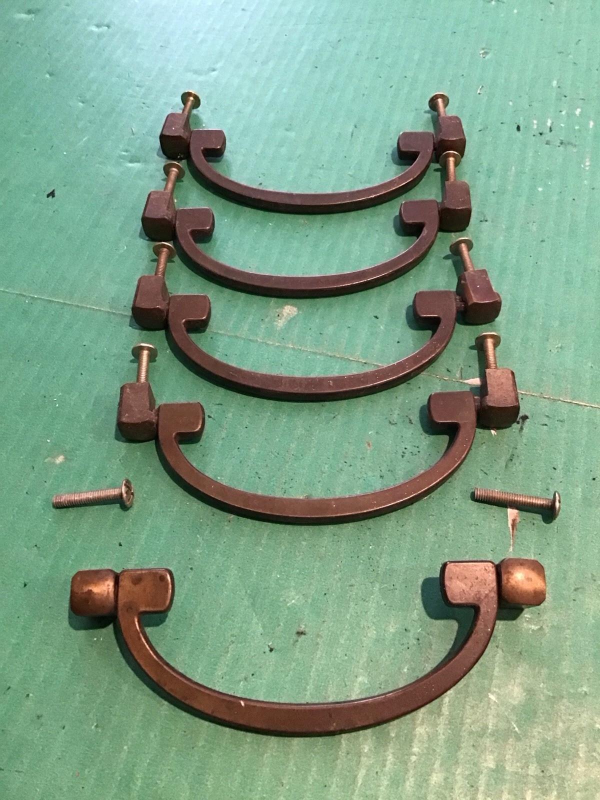 Lot of 5 Vintage KBC Keeler Solid Brass N-722 Drop Bail Drawer Dresser Pull